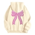 thumbnail image 4 of Yuanlong Womens Hoodies Oversized Pink Bow Graphic Long Sleeve Hooded Sweatshirts Spring Stylish Fashion Comfort Clothes, 4 of 7
