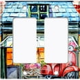 thumbnail image 2 of Metal Light Switch Wall Plate Outlet Cover (Coffee Mocha Espresso Shop Cafe Vintage Store Front Flower - Double Rocker), 2 of 2