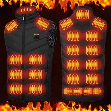 guisaled Mens Heated Vest Rechargeable Lightweight Heating Vest Warming Thermal Clothing Softshell 16 Heating Zone Hunting Ski Jackets