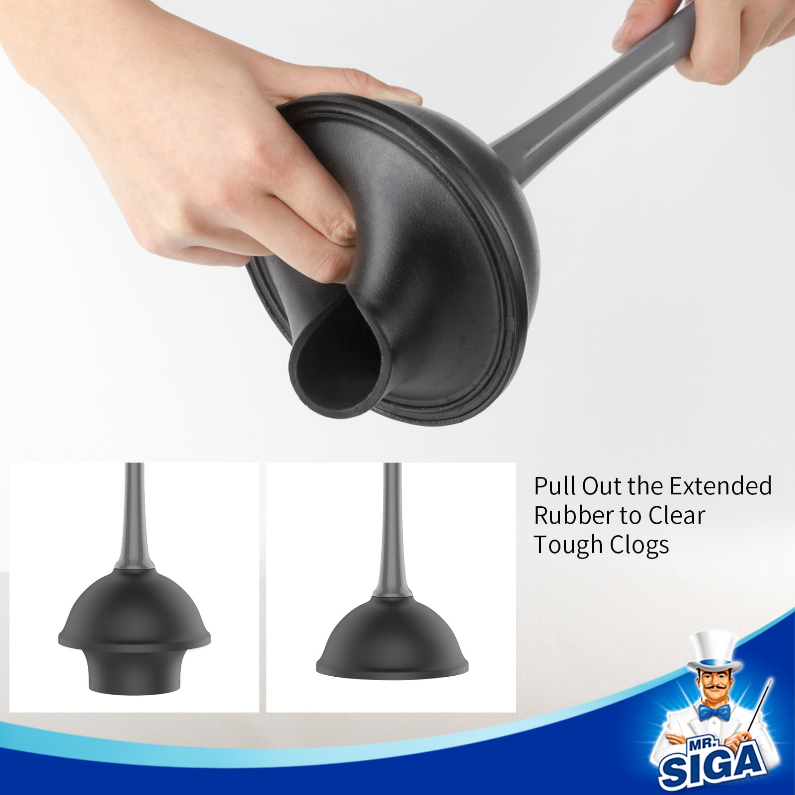 MR.SIGA Toilet Plunger and Bowl Brush Combo for Bathroom Cleaning, Gray, 2 Sets,for adult