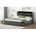 thumbnail image 3 of DreamBuck King Size Bed Frame with Storage Headboard, Upholstered Platform Bed with 2 Drawers and Twin Trundle, Modern Practical Bed Frame for Adults, No Box Spring Needed, Easy Assembly, Gray, 3 of 9