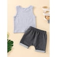 thumbnail image 3 of Franhais Baby Shorts Set Letter Print Round Neck Sleeveless Tank Tops + High Waist Stretch Shorts Summer Cute Two Piece Set, 3 of 9