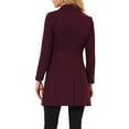 thumbnail image 4 of MODA NOVA Juniors Notched Lapel Double Breasted Back Vent Longline Overcoat, 4 of 6