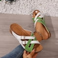 thumbnail image 4 of Womens Platform Sandals Color Block Slip on Slides Buckle Strap Comfortable Cushioned Low Wedge Orthopedic Walking Shoes Green Size 8.5, 4 of 6