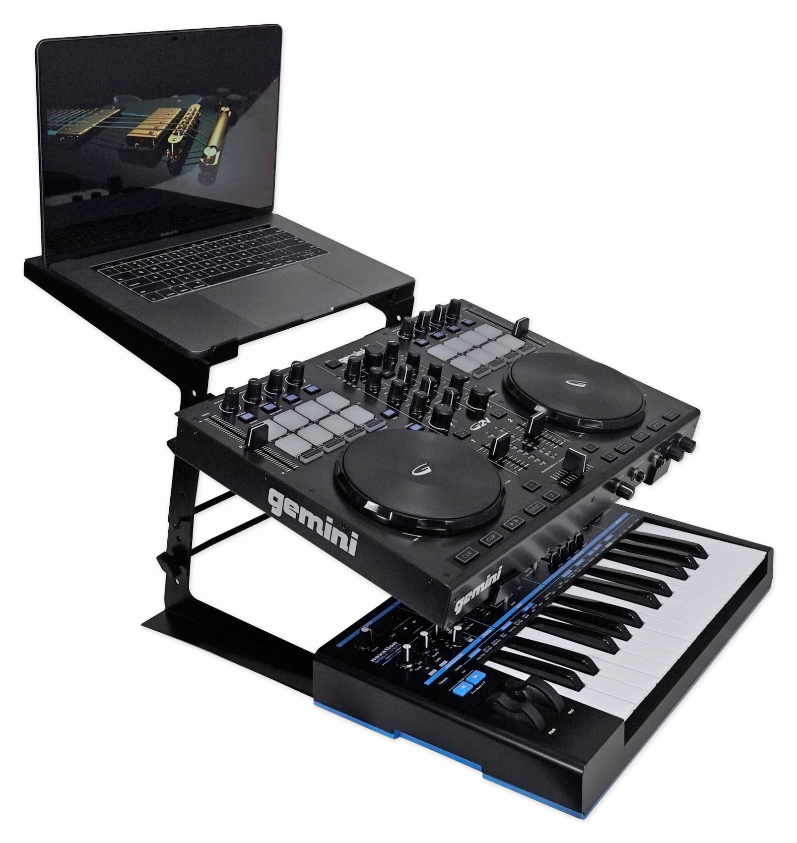 Rockville Rock2d2 Adjustable Dual Shelf Recording Studio Keyboard Laptop Stand