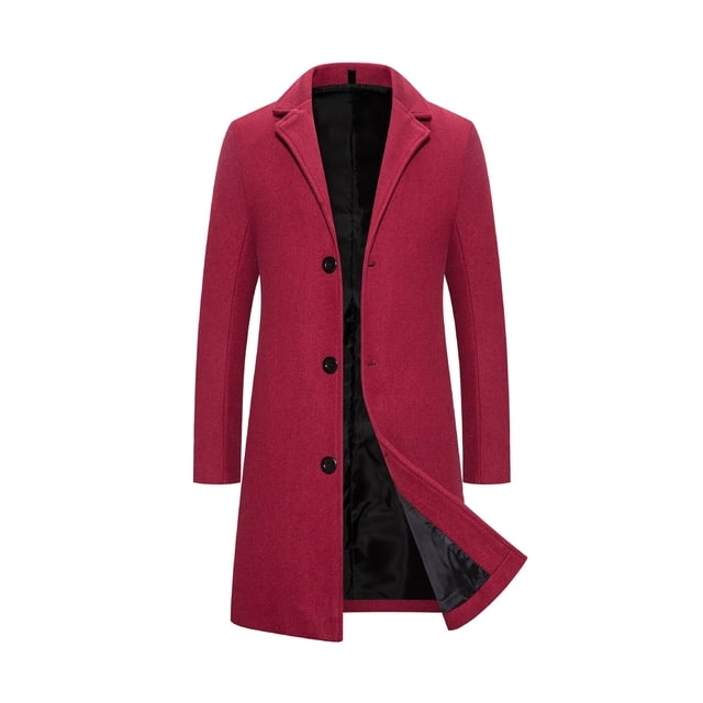 Innerwin Manteau Trench-Coat Homme à Col Cranté Manches Longues Décontracté Rouge Vin P