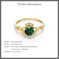 thumbnail image 7 of Gem Stone King 10K Yellow Gold Green Simulated Emerald and Diamond Accent Irish Celtic Claddagh Ring | 6MM Heart Ring for Women | 0.74 Cttw | Available in Size 5, 6, 7, 8, 9, 7 of 7