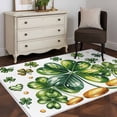 thumbnail image 4 of St Patrick's Day Shamrock Area Rug 4'x6', Lucky Four Leaf Gold Coin Green Washable Non-Slip Rugs, Low Pile Large Carpet for Living Room Bedroom Dining Room Kitchen Office Indoor Mat, 4 of 9