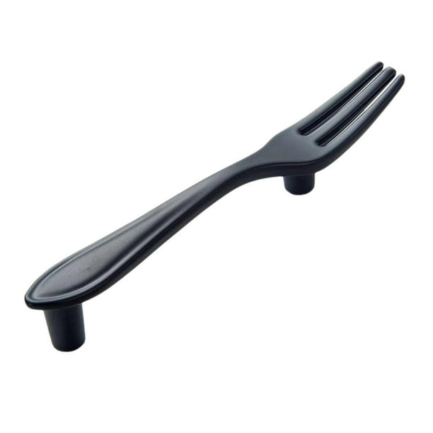 Manilla para tirar Creative Spoon Pull Handle Gabinete De La Cocina Perilla De La Puerta Matt Black Fork Magideal Manilla para tirar