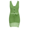 thumbnail image 5 of HXWCHs Women's Summer Crochet Knit Two Piece Set V Neck Crop Top and Mini Skirt Cruise Outfit S Green, 5 of 6