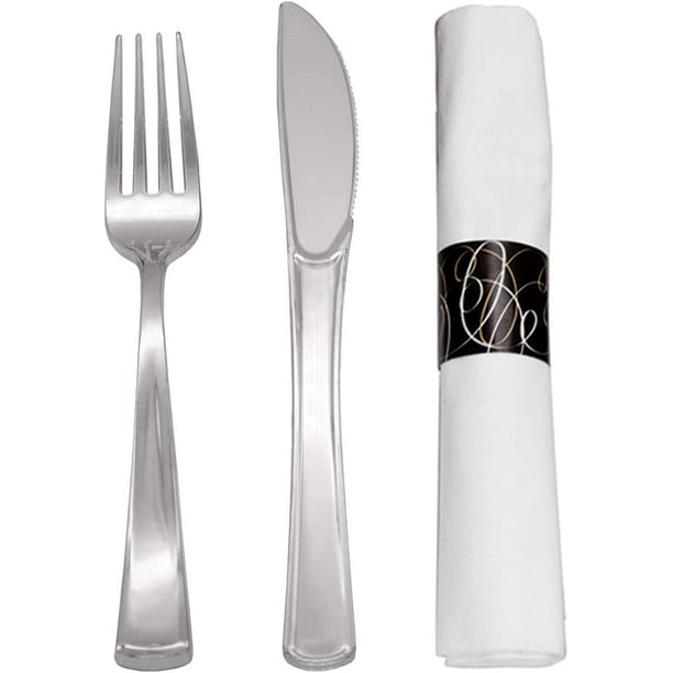 Party Essentials Party Supplies Wrapped Silverware Set Disposable, Pre
