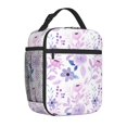 thumbnail image 4 of YFYANG Réutilisable Adulte / Enfants Sac Portable Lunch, Purple Floral Watercolor Pattern Mains Libres Poignée Isolation / Sac Froid pour l'École, le Travail, les Pique-Niques, Voyage, 4 of 6
