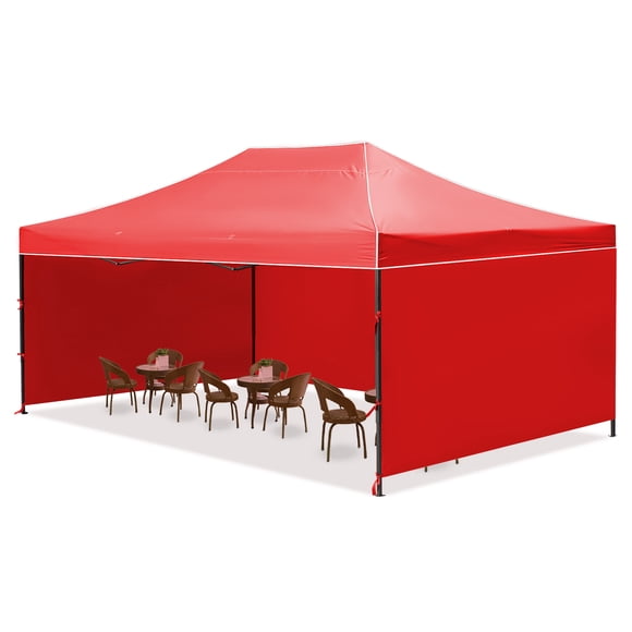 HONMEET Tienda plegable: 4,4 x 3,1 m, con 3 paredes laterales - Toldo parasol para exteriores, ideal para acampar, fiestas en la playa y eventos.