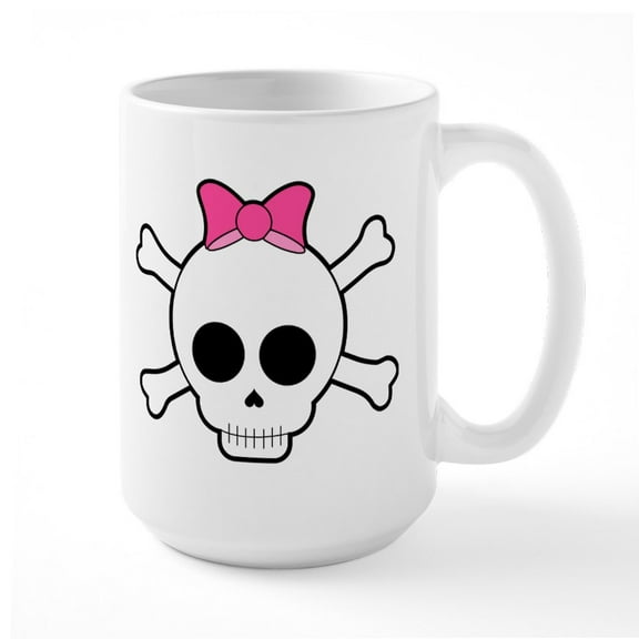 CafePress - Skull And Crossbones - 15 oz Ceramic Large White Novelty Mug