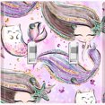 thumbnail image 1 of Metal Light Switch Wall Plate Outlet Cover (Mermaid Cat Pattern Glitter Print Pastel - Double Toggle), 1 of 2