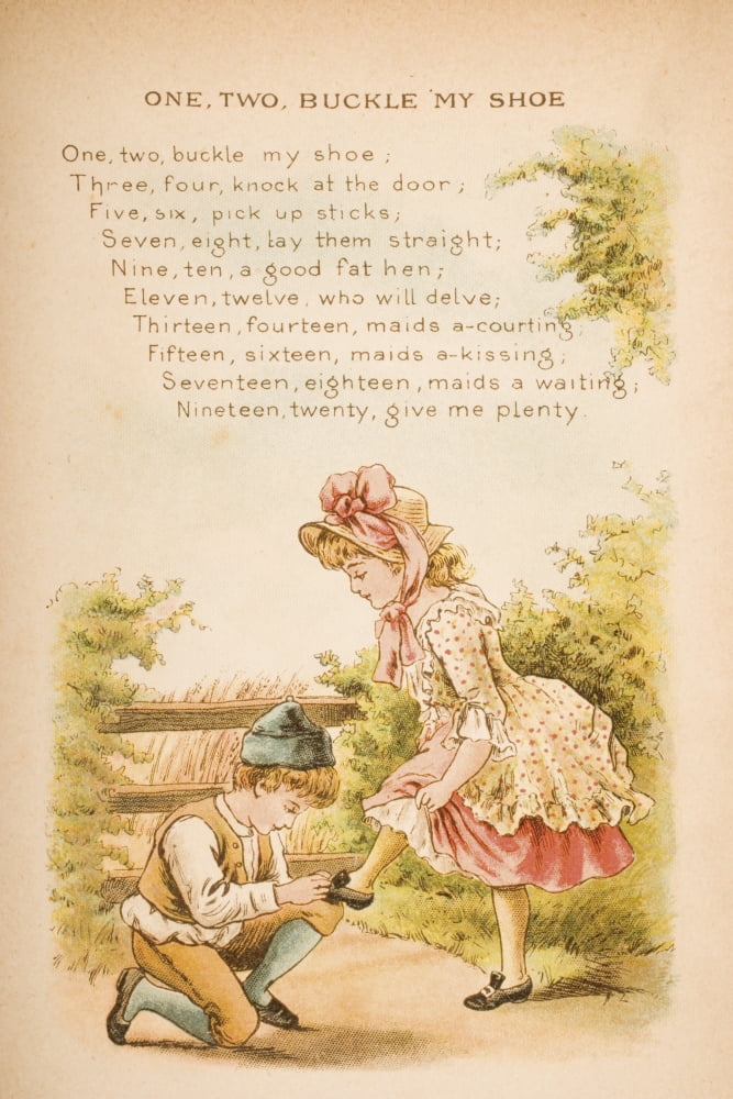 Nursery Rhyme And Illustration Of One Two Buckle My Shoe From Old Mother Gooses Rhymes And Tales Illustrated By Constance Haslewood Published By Frederick Warne & Co London And New York Circa 1890S Ch