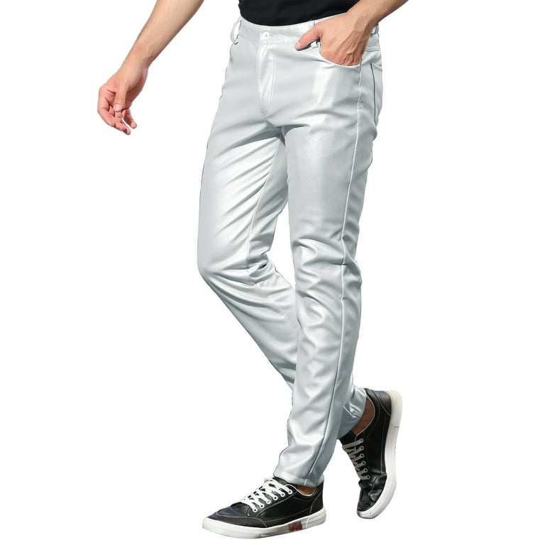 Unique Bargains Men's Metallic Slim Fit Night Club Disco Unique Bargains Men's Metallic Slim Fit Night Club Disco