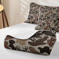 thumbnail image 4 of Feelyou Brown Camo Wildlife Twin Quilt Set for Men Boys, Rustic Woodland Animal Twin Coverlet Set, Olive Drab, 2pcs, 4 of 7