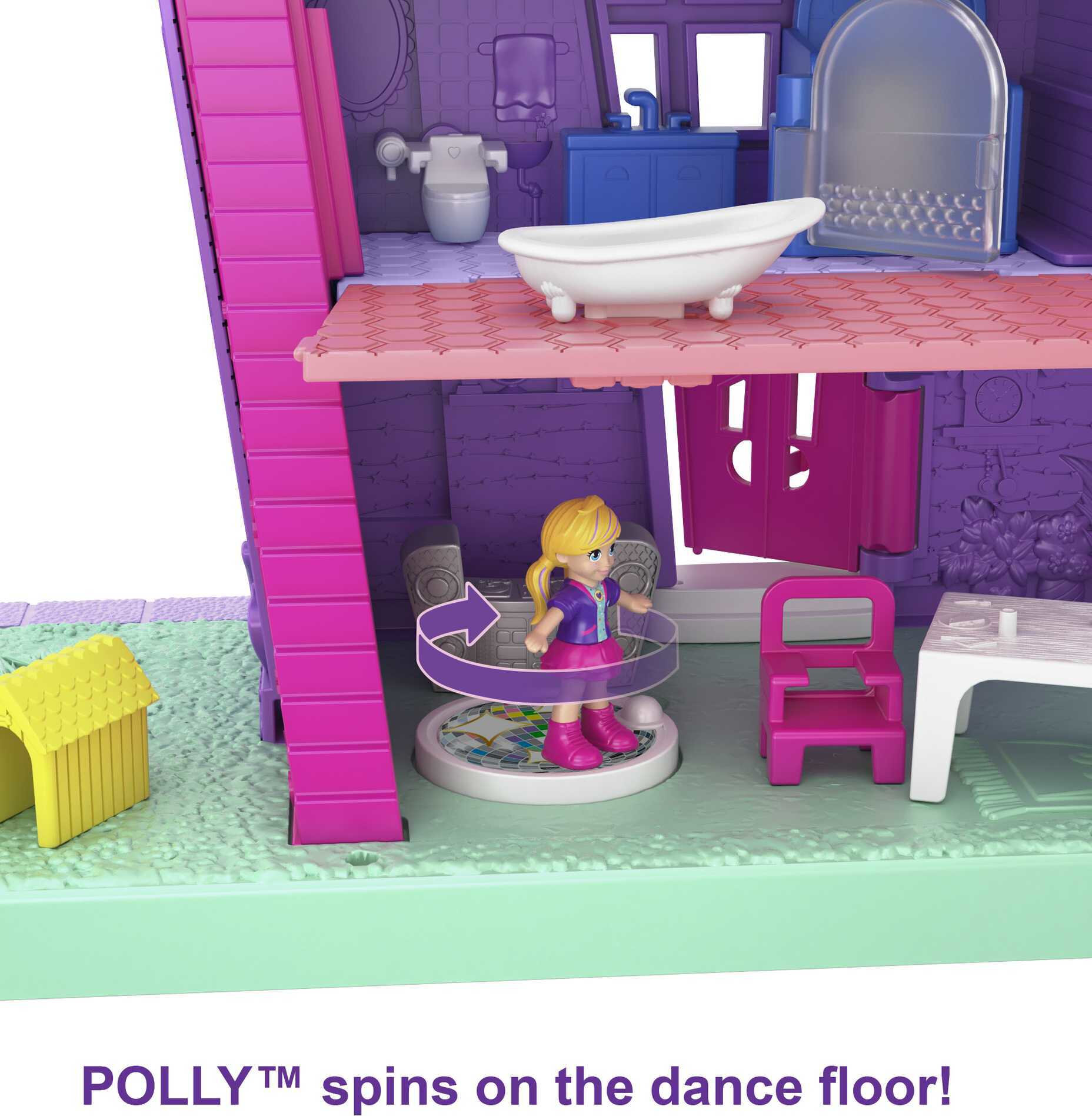 Polly Pocket Pollyville Pocket House Playset, Doll House with Micro Doll, Toy Bike & Furniture Accessories - image 4 of 7