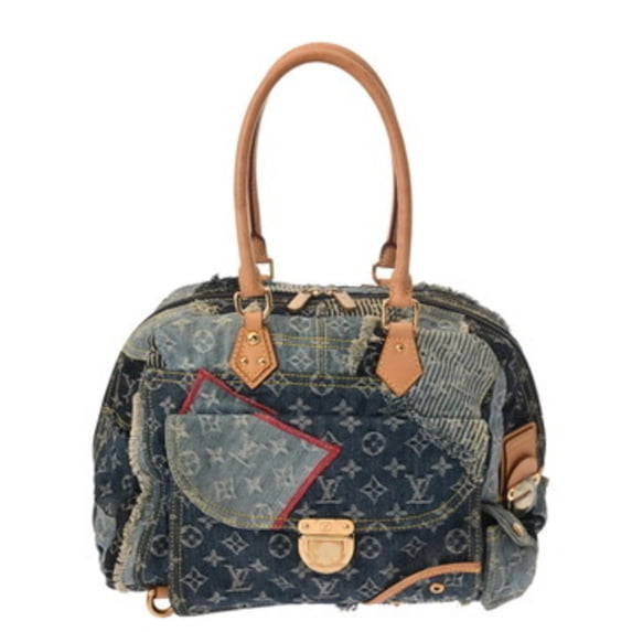 Pre-Owned LOUIS VUITTON Monogram Denim Patchwork Bowly Blue M95376 Unisex Handbag (Good)