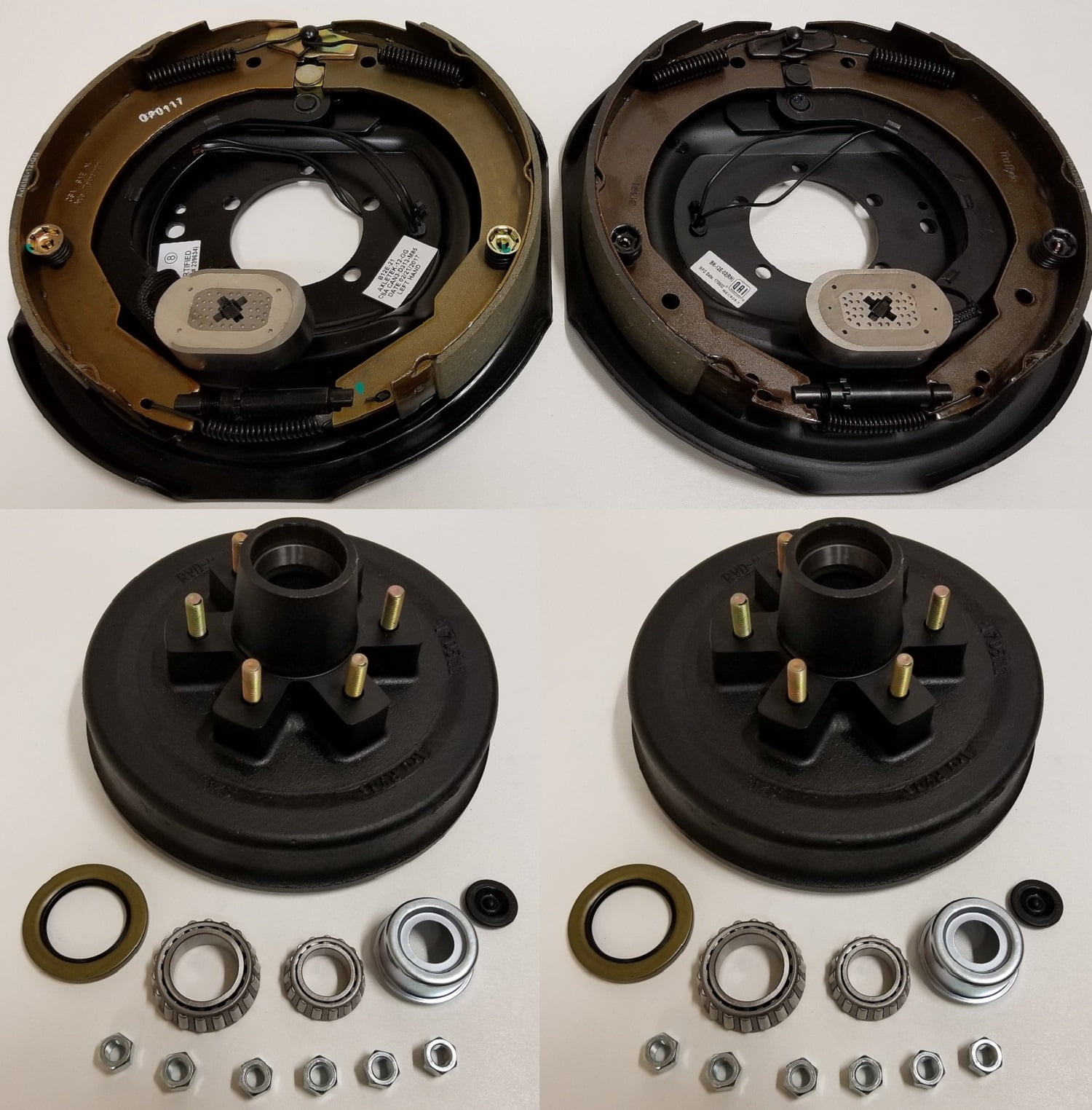 Electric Trailer Brake Backing Plates 12 inch LH RH w/2 Hub Drum Kits