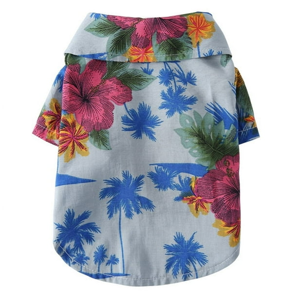 Camiseta con estampado de flores para perros, camiseta para mascotas con estampado hawaiano Adepaton CPB-DE-LYY1962-1