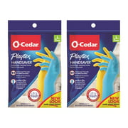 O-Cedar Playtex Large Handsaver Rubber Gloves Reusable, 4 Pairs, 2 Yellow 2 Blue