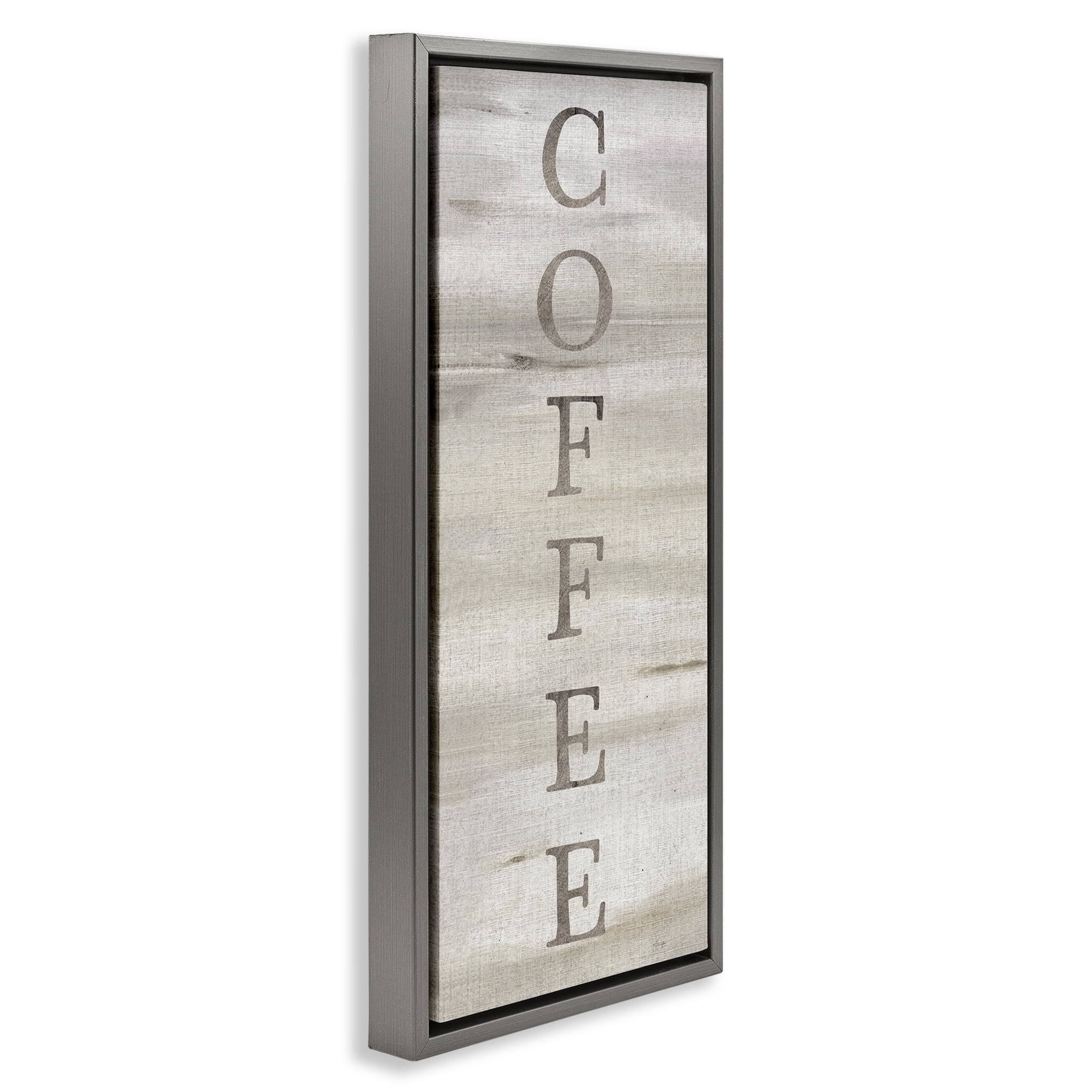 Stupell Industries Rustic Vertical Coffee Food & Beverage Painting Gray Floater Framed Art Print Wall Art, 11 x 25
