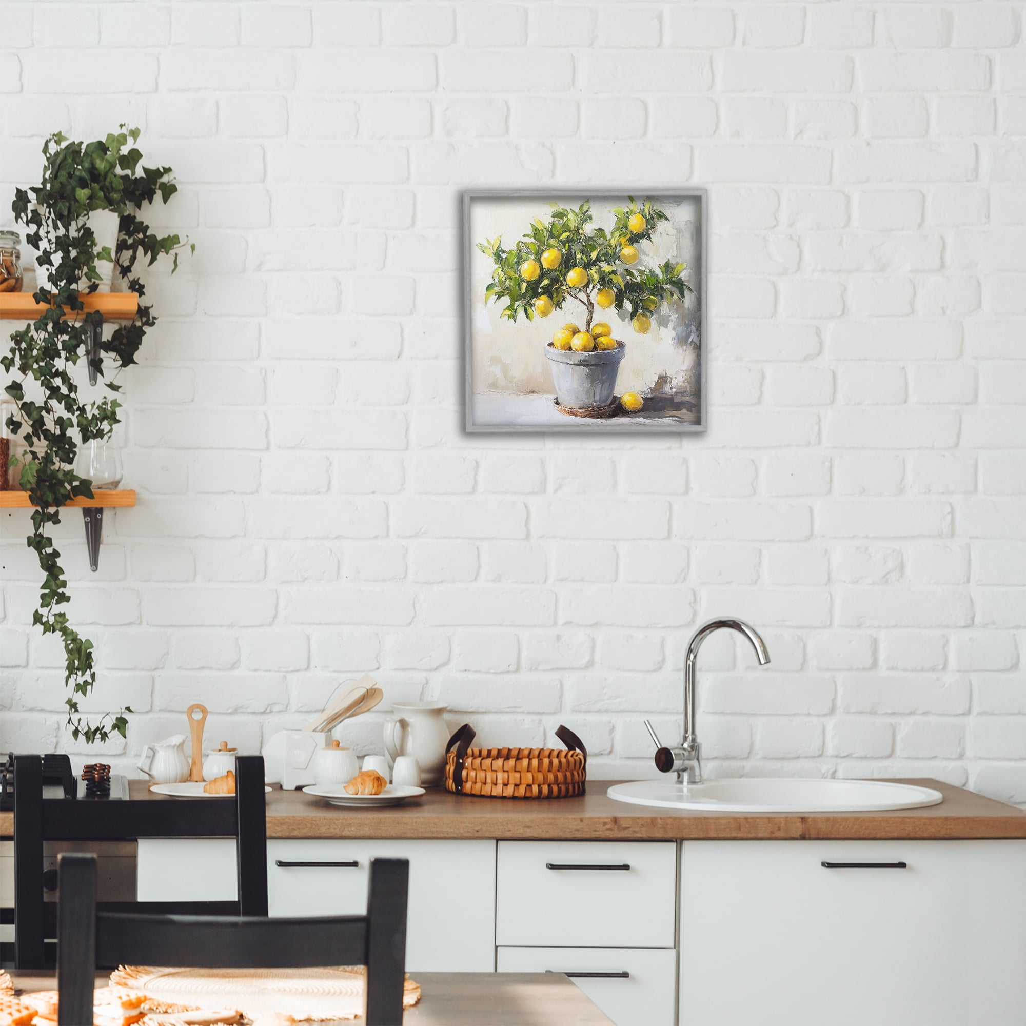 Stupell Industries Falling Lemon Tree Gray Framed Giclee Art, design by Tina LeCour