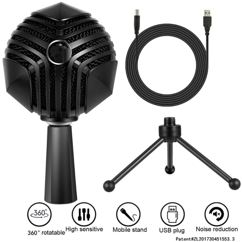 Portable USB Computer Microphone Desktop, PC, Laptop Microphone for Podcasting Condenser Microphone for Video Conference