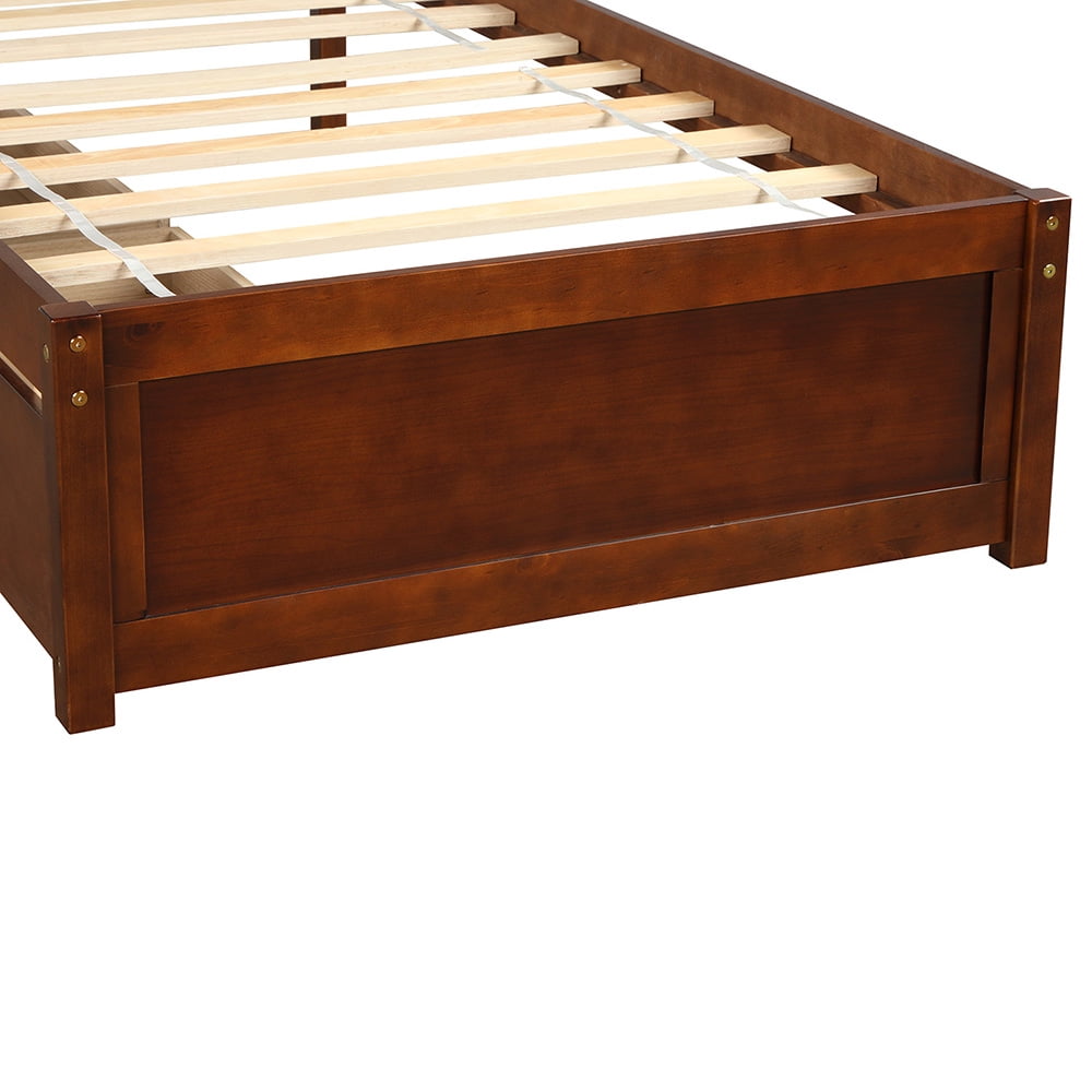 Lowestbest Twin Platform Storage Bed, Wood Bed Frame with Two Drawers and Headboard