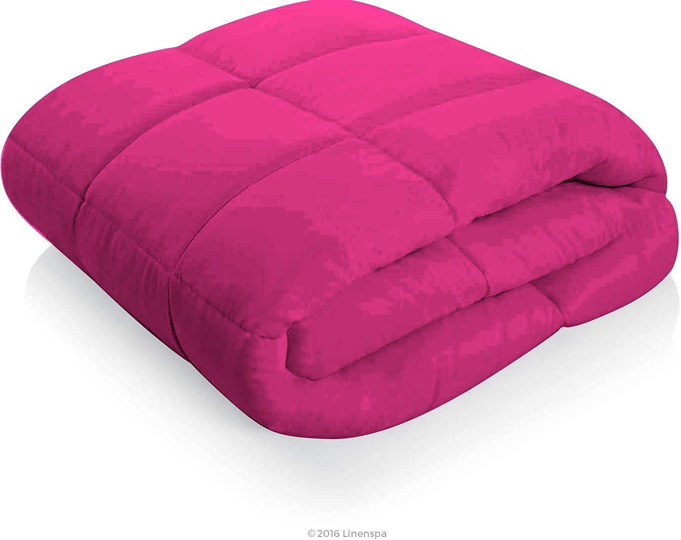 Reliable Bedding 100% Cotton Comforter, All Season Quilted, 600 Thread Count,Luxury Box Stitched Comforter Set, Cooling Soft Bedding Set !!(Hot Pink,King/California King)