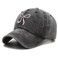 thumbnail image 2 of Women Bow Embroidered Washed Baseball Cap, Vintage Distressed Adjustable Curved Brim Dad Hat, Breast Cancer Awareness Accessories, Casual Sun Hat for Daily Outdoor, 2 of 5
