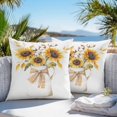 thumbnail image 2 of Outdoor Waterproof Pillow Covers Pack of 2, Summer Sunflower Retro Yellow Flowers Farm Decorative Throw Pillowcases Cushion Covers for Garden Patio Tent Sofa Couch, 20x20 inch, 2 of 8