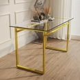 thumbnail image 4 of Sumdeal Modern Glass Dining Table for 4-6 People | Rectangle Glass Dining Table for 4 | Kitchen Glass Dining Table with Golden Metal Legs, 4 of 8