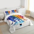 thumbnail image 3 of Manfei Watercolor Ice Hockey Bedding Comforter Set, Modern Sports Lover Twin Comforter Sets, Teenager Boys Girls Reversible Bedding Set, Ultra Soft Home Decor, 2pcs, 3 of 8