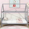 thumbnail image 2 of Bellemave Twin Size House Bed, Wood Montessori Bed with Headboard and Footboard, Spacious Under Twin Bed Space,No Box Spring Needed (Gray), 2 of 7