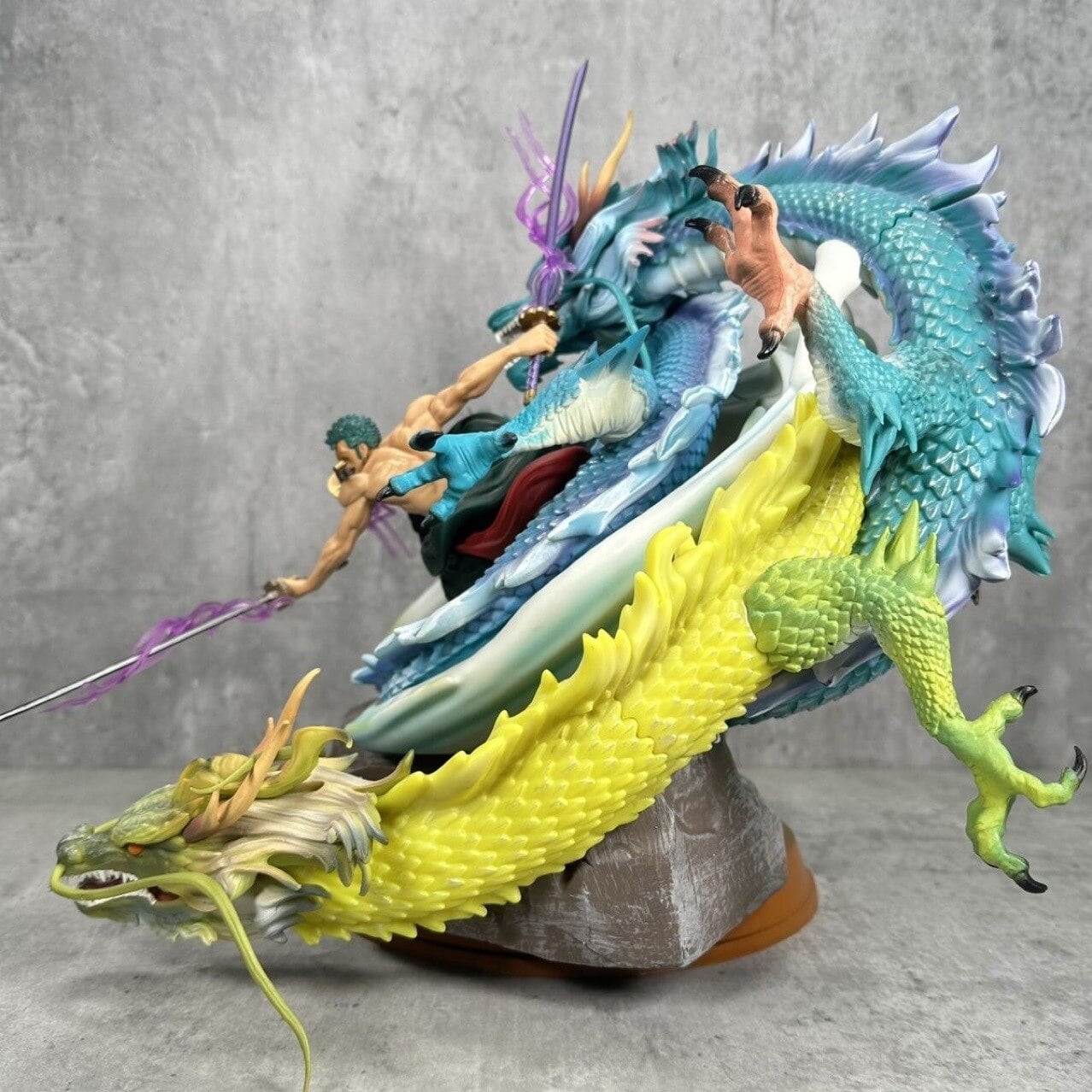 Aiouniya One Piece Figure Gk Zoro Luffy Three Dragons Tornado Black Pearl Two Headed Statue Model Ornaments Anime Collectible Toys Gift Other