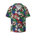 thumbnail image 2 of Lsque Mario print Men's Cuban Collar Short Sleeve Shirt Summer Beachwear Casual Button Down Fashionable Vacation Leisure Shirt-Medium, 2 of 7