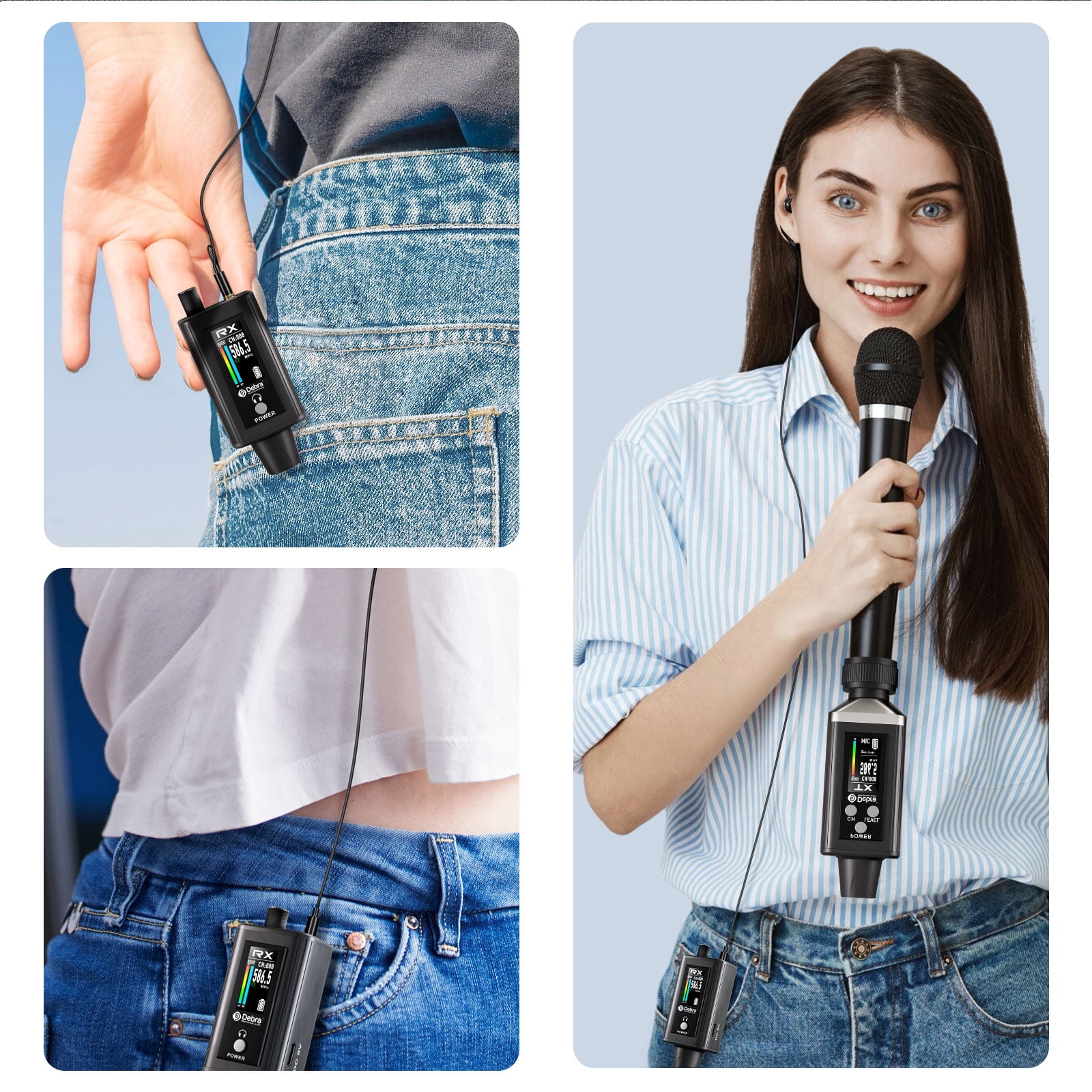 D Debra Audio PRO EMX-1 UHF Mini Wireless In-Ear Monitor System, Rechargeable with Monitor Type for Stage, Band, Studio, Musician, Monitor (1 Transmitter & 1 Receiver)
