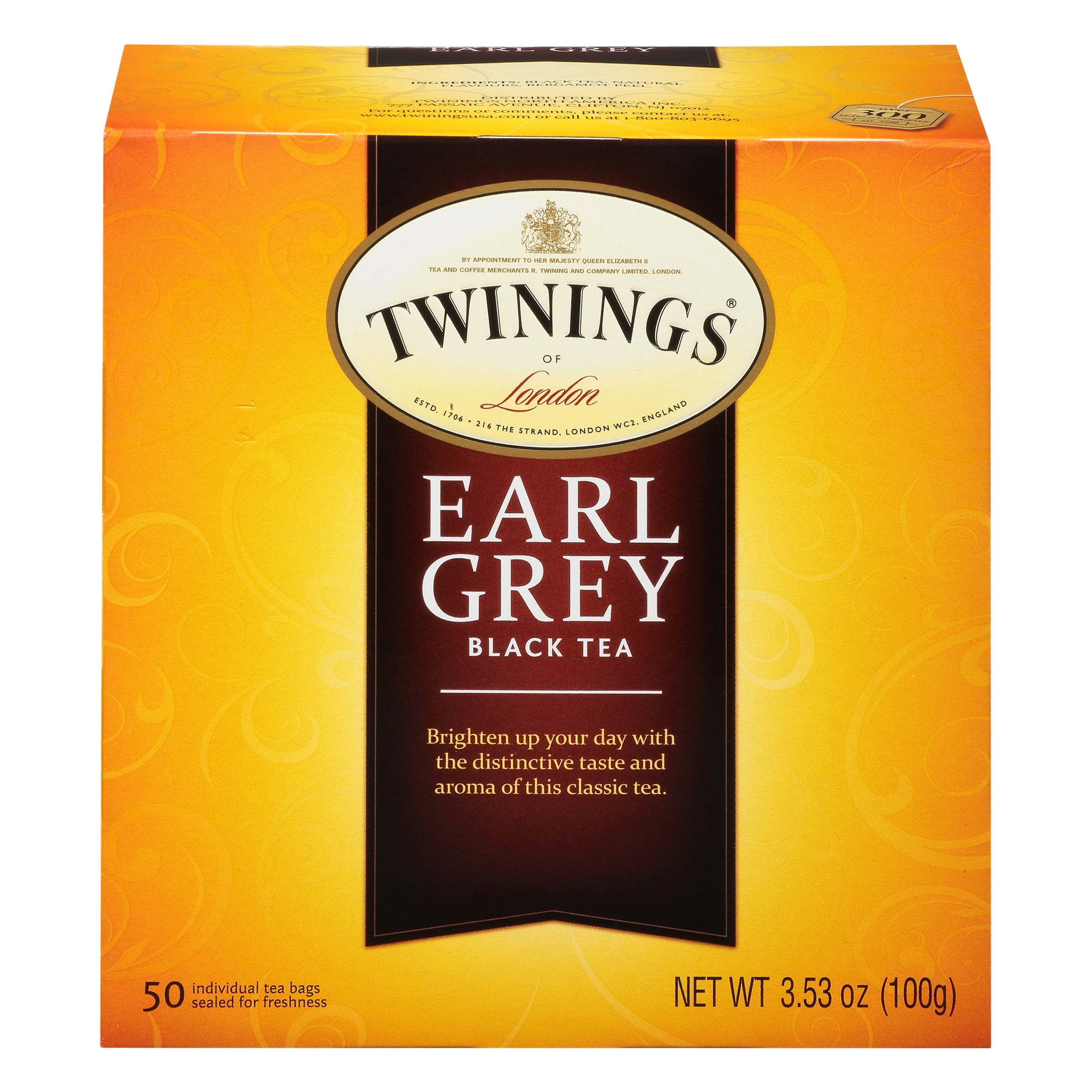 Twinings of London Earl Grey Black Tea Bags, 50 Ct, 3.53 oz