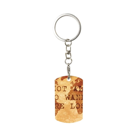 Wukai Not All Those Who Wander Are Lost2 Print Rectangular Metal Keychain: Sleek and Durable Key Ring for Securely Holding Keys Perfect for Everyday Use