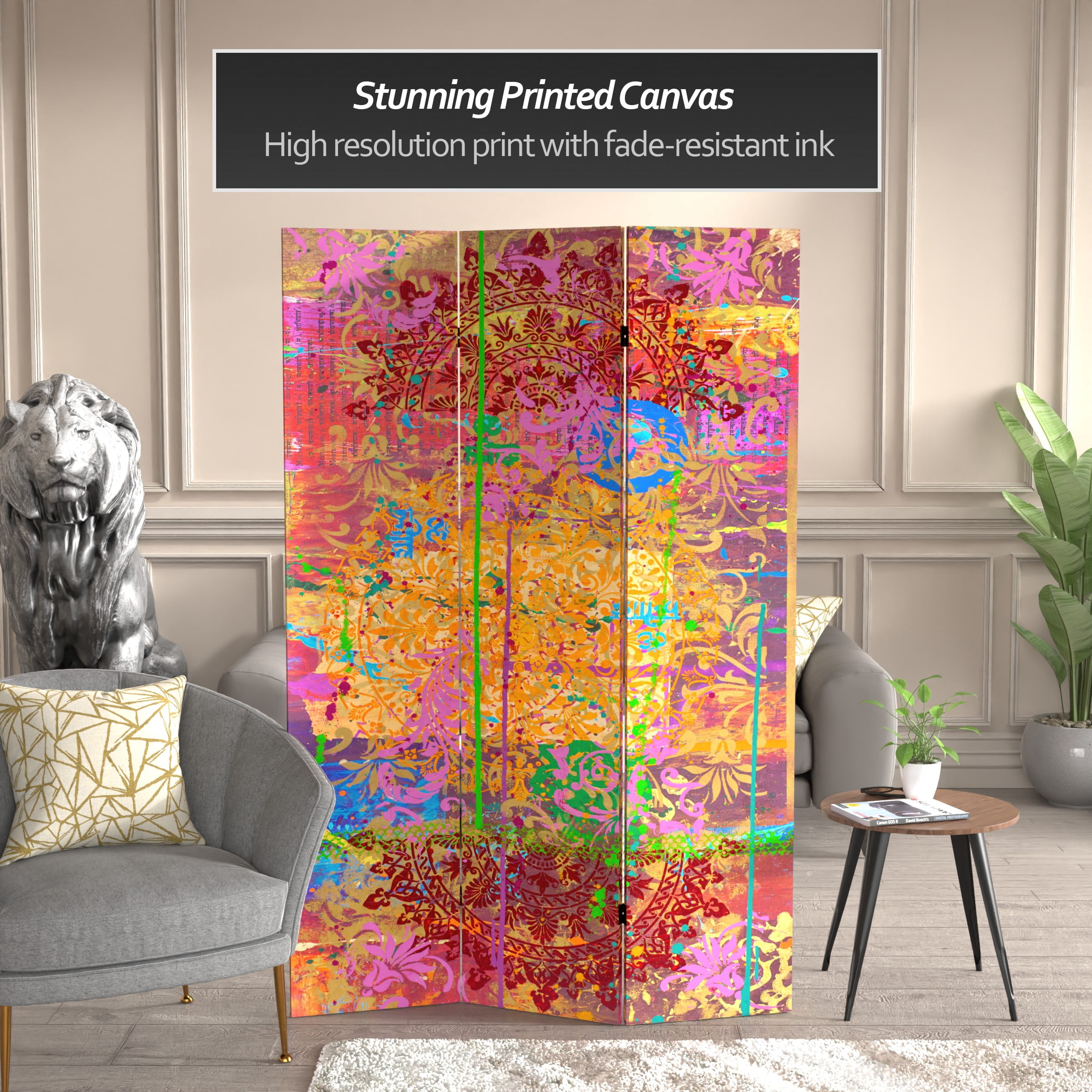 6 ft. Tall Double Sided Holi Canvas Room Divider