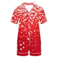thumbnail image 5 of SDNall Pajama Set for Women, Printed Stand-Up Collar Short Sleeve Top and Shorts, 2-Piece Loungewear for Valentine's Day or Home, 5 of 9