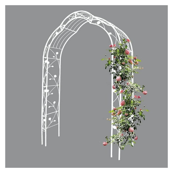 Metal Garden Arch, Assembly Garden Arbor Trellis Climbing Plants Support Rose Arch Outdoor Arch Wedding Arch Party Events Archway (W59'' x H98.4'', White)