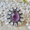 thumbnail image 2 of Handcrafted Amethyst And Moonstone Statement Ring. made In 925 Sterling Silver. Boho Ring, Two Stone Ring, Boho Jewelry, Gift For Her,...., 2 of 4