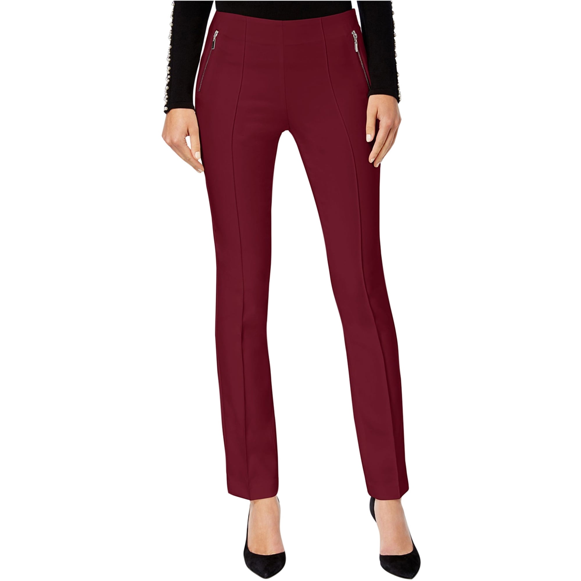 INC Womens Straight Leg Casual Trouser Pants, Red, 16 Regular