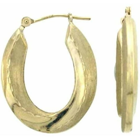 Simply Gold 10kt Gold Scallop Oval Hoop Earrings
