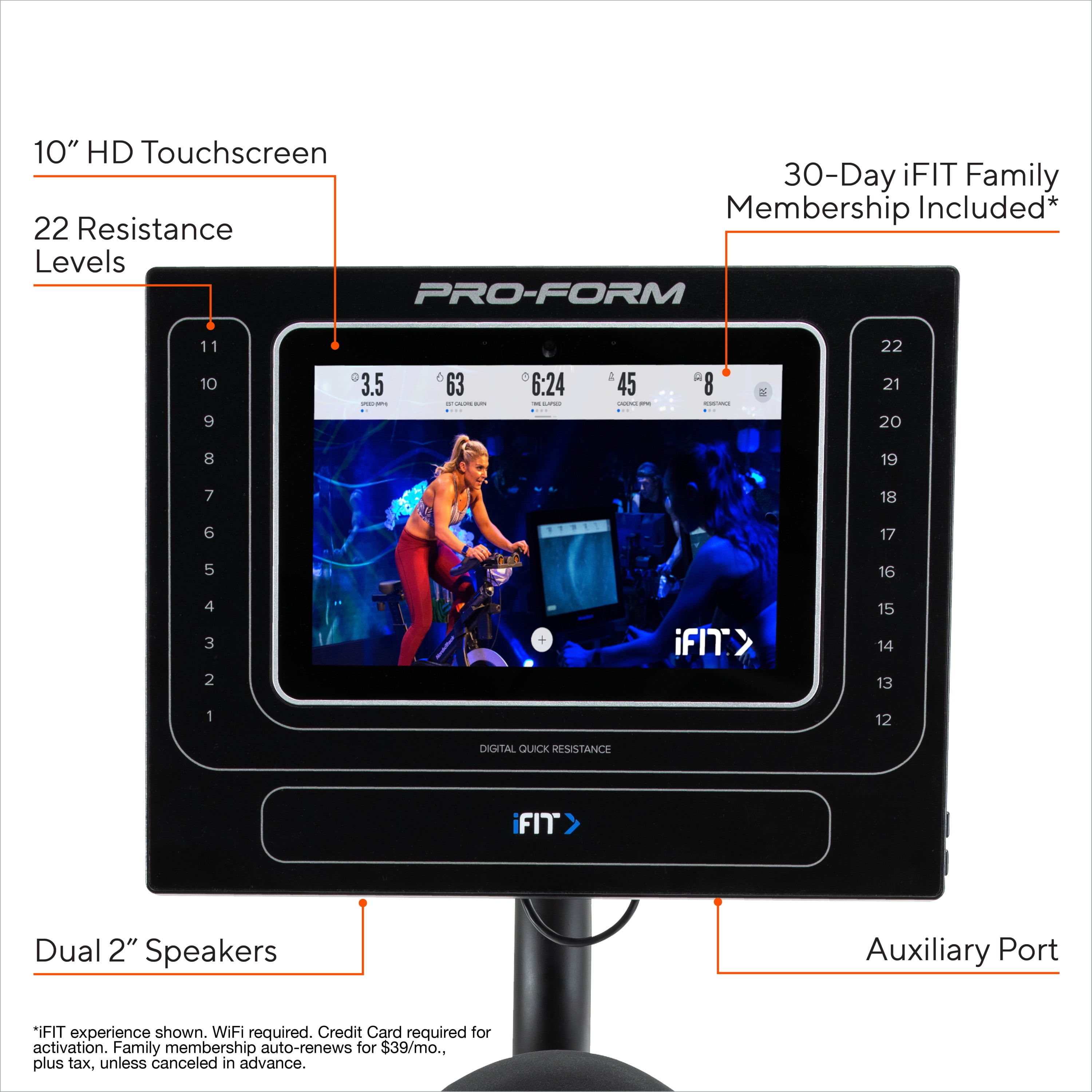 ProForm Pro TC Smart Upright Exercise Bike with 10 HD Touchscreen