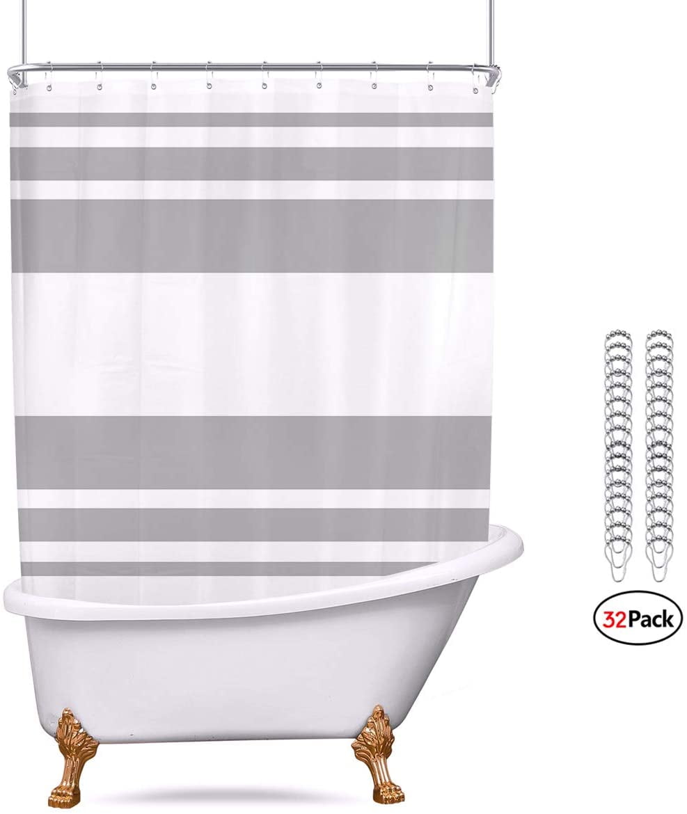 Clawfoot Tub Shower Curtain 180x70 Inch All Wrap Around Panel Grey And White Stripe Fabric Bathtub Set Extra Wide Polyester Waterproof 32 Pack Metal Hooks Walmartcom Walmartcom Clawfoot Tub Shower Curtain 180x70 Inch All Wrap Around Panel Grey And White Stripe Fabric Bathtub Set Extra Wide Polyester Waterproof 32 Pack Metal Hooks Walmartcom Walmartcom
